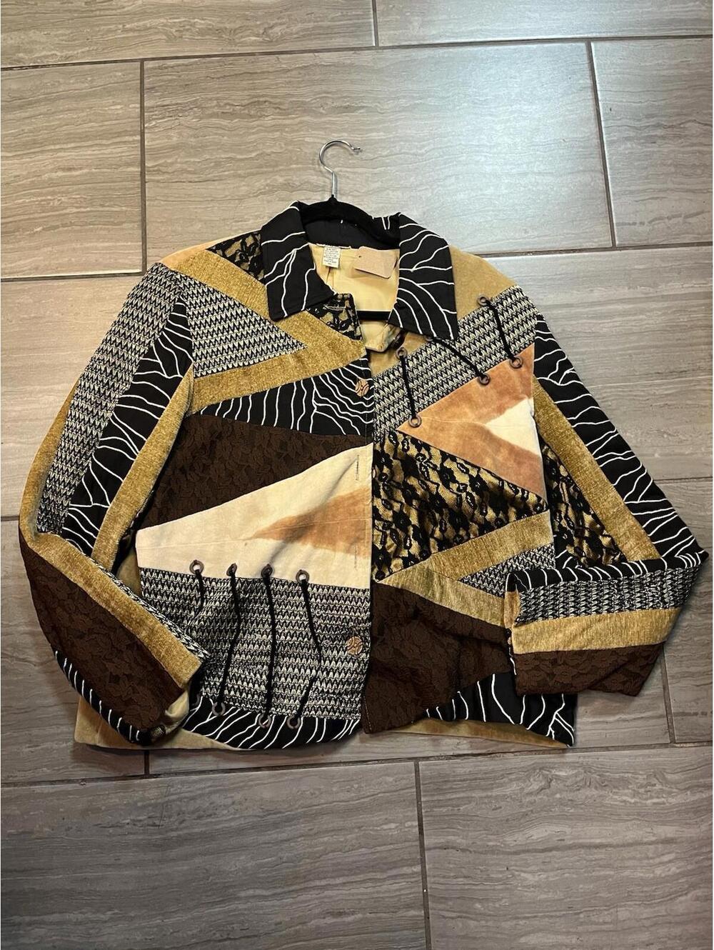 Sandy Starkman Patchwork Animal Print Jacket Size XL